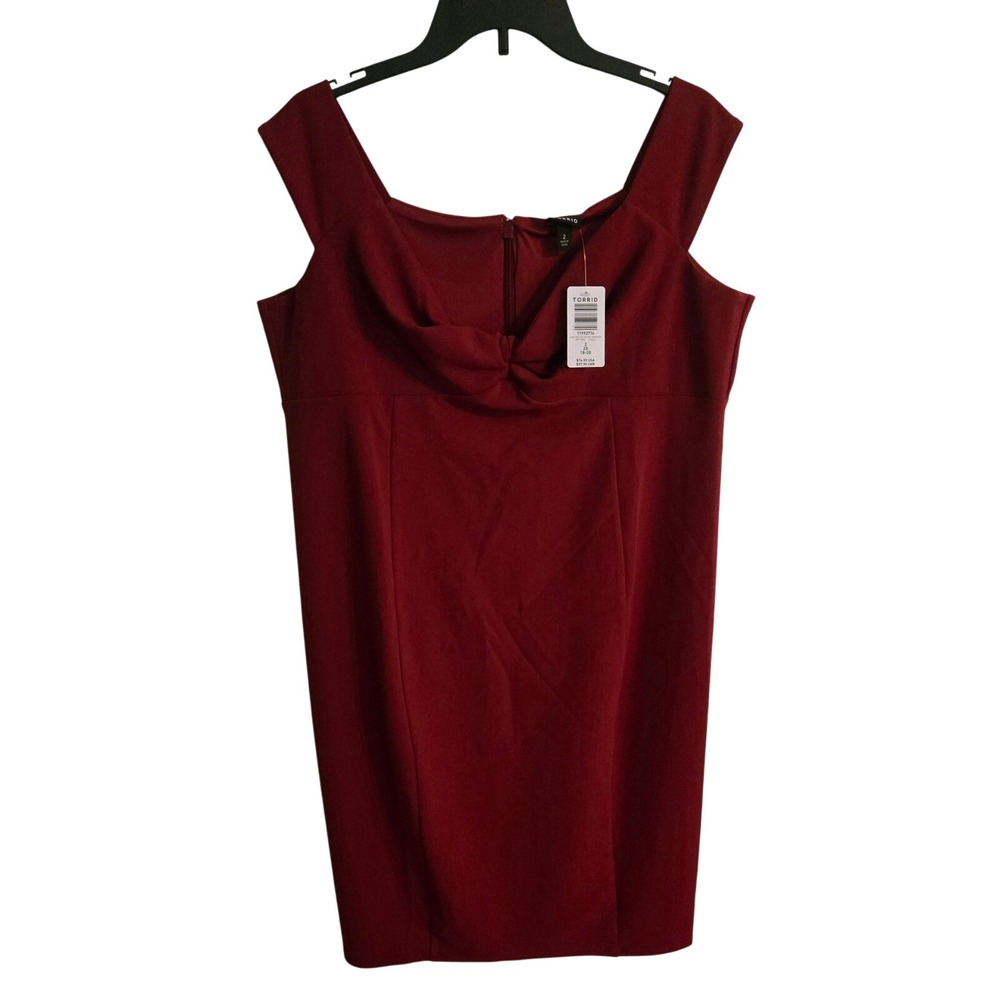 Torrid Dark Red (Wine) Bodycon‎ Dress Knot Front Cocktail Party Size 2x NWT $75